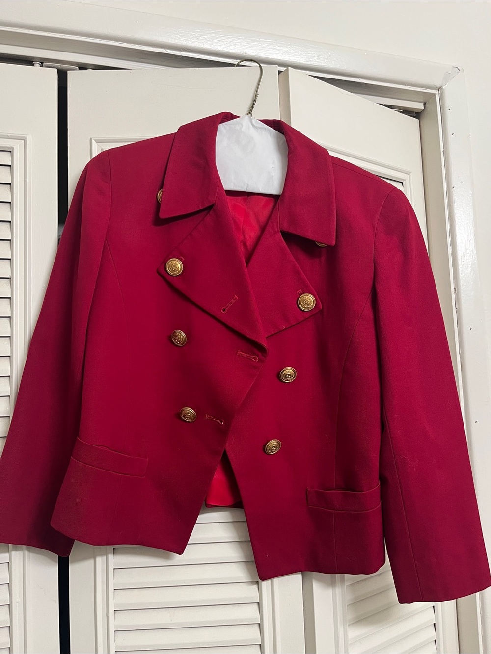 Liz Claiborne Scarlet Double-Breasted Blazer with Gold Buttons